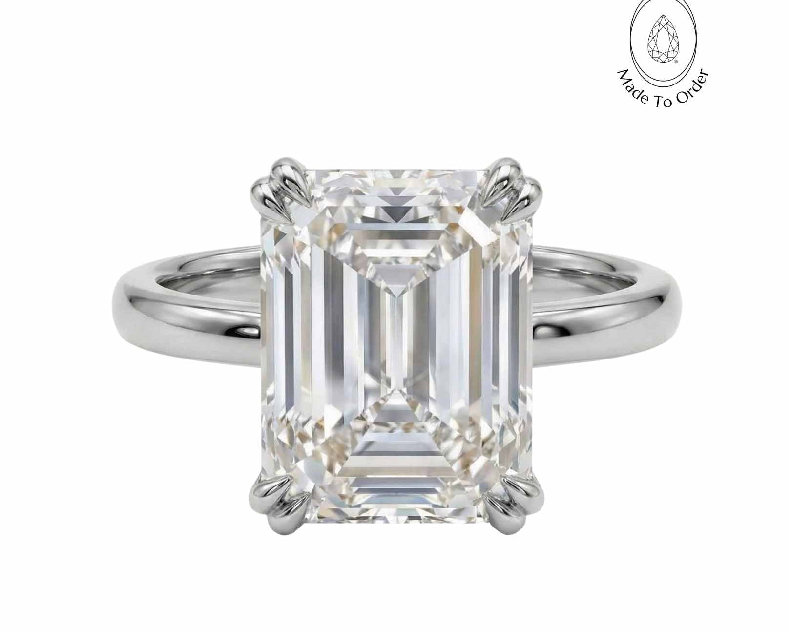 Solid Gold or Platinum Moissanite Diamond Ring - Livia - Dainty London