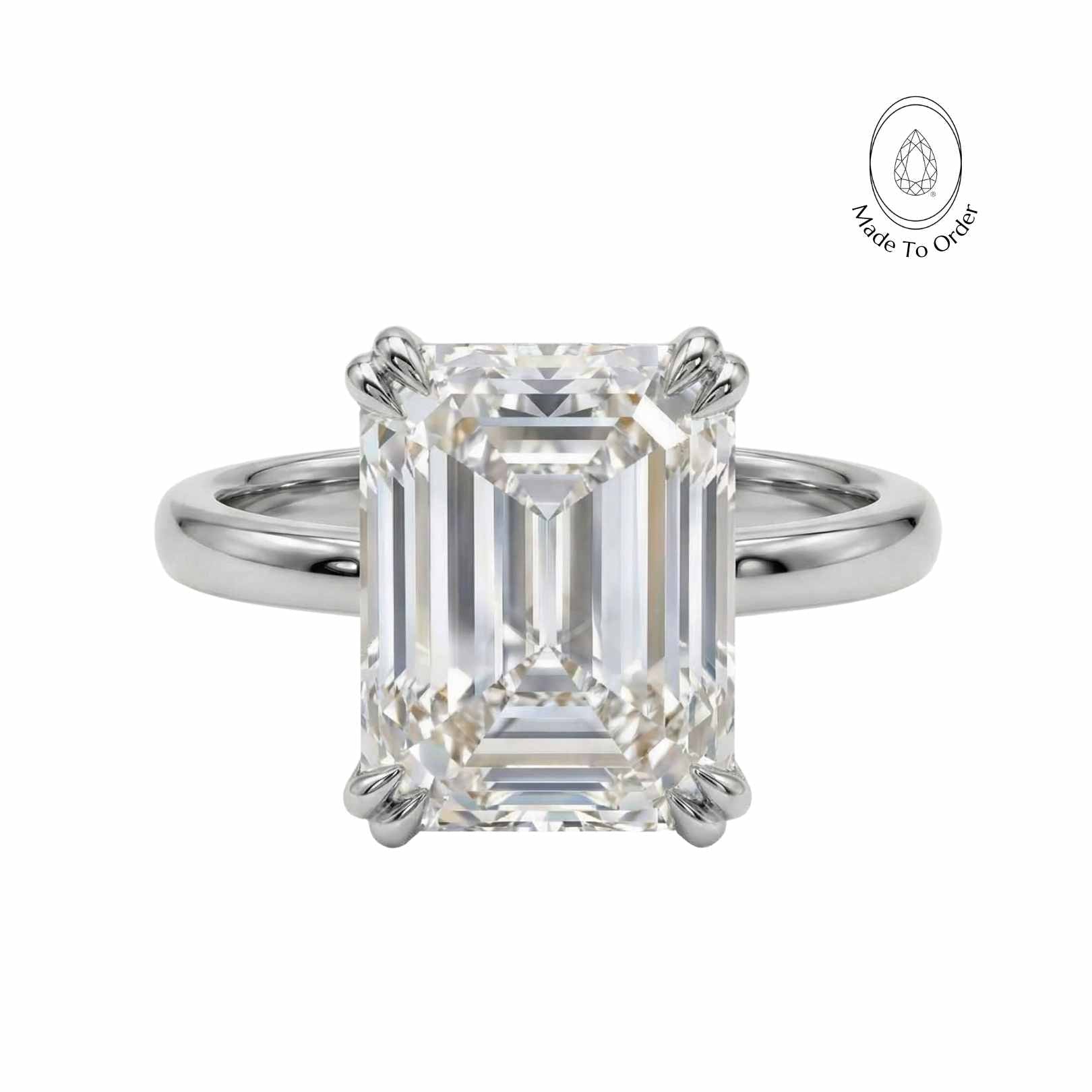 Solid Gold or Platinum Moissanite Diamond Ring - Livia - Dainty London