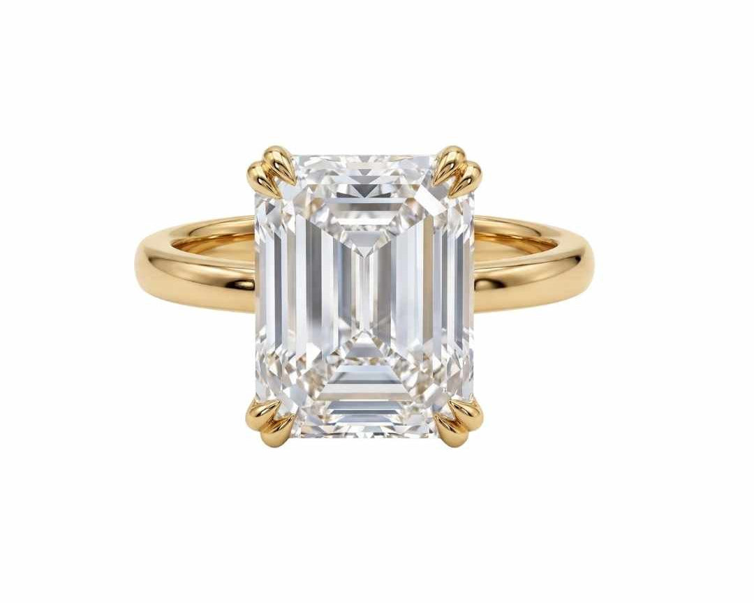 Solid Gold or Platinum Moissanite Diamond Ring - Livia - Dainty London