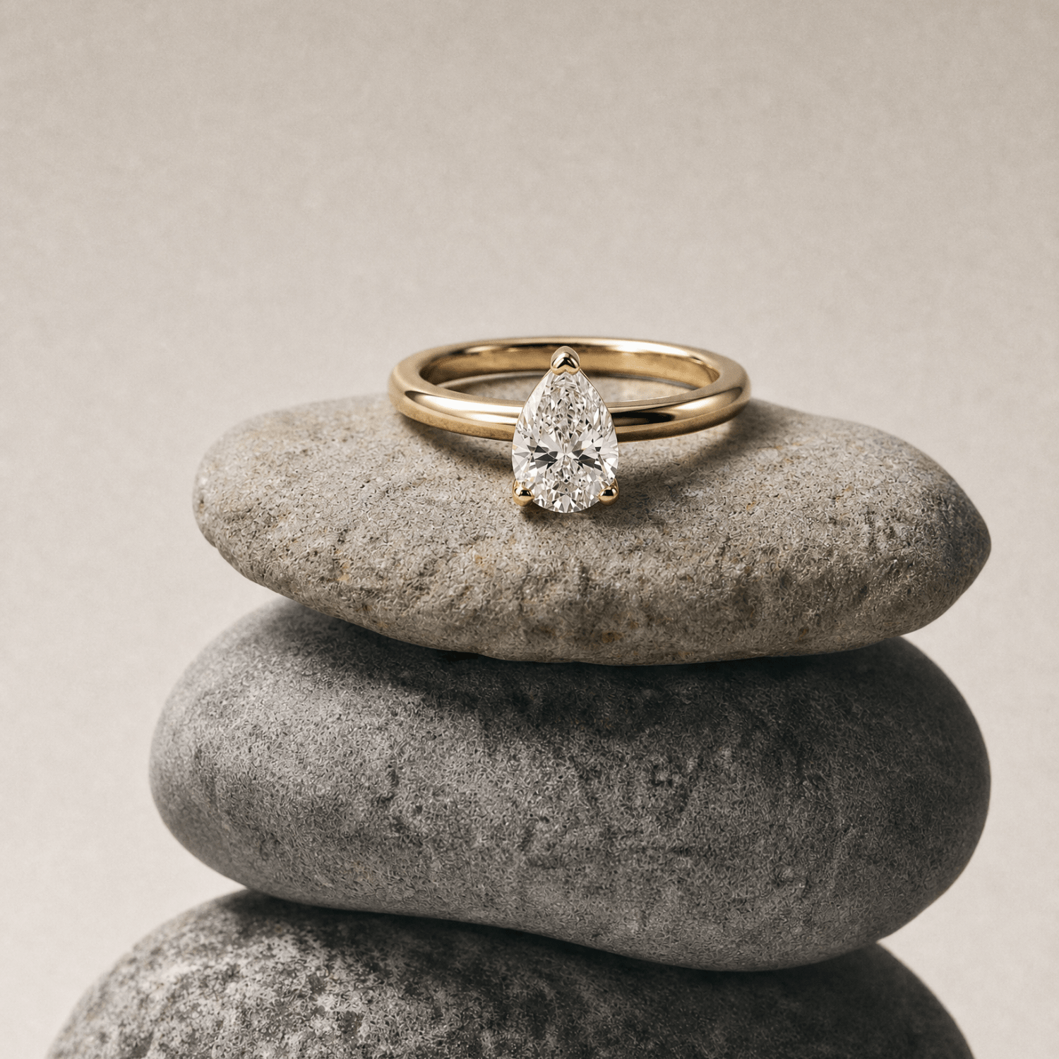 Solid gold pear diamond ring - The Yara - Dainty London