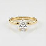 Solid Gold Pear Diamond Ring - The Yara Ring - Dainty London