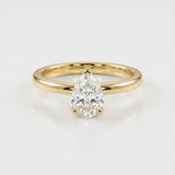 Solid Gold Pear Diamond Ring - The Yara Ring - Dainty London