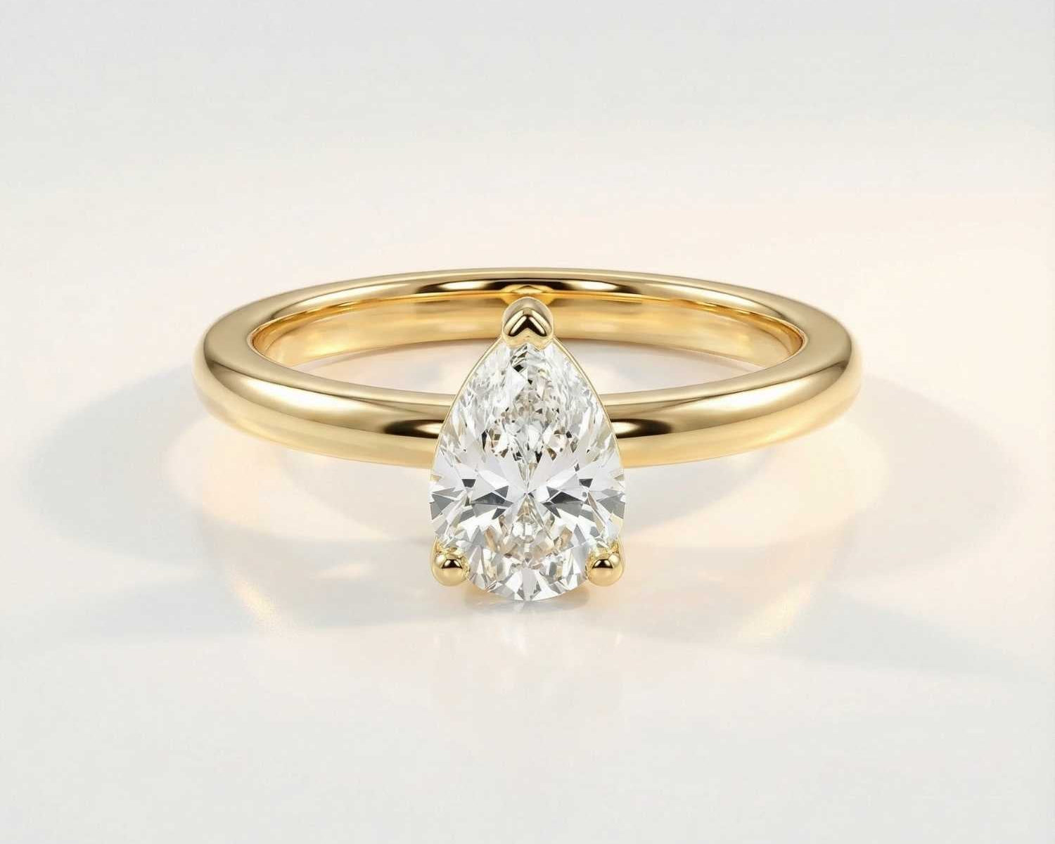 Solid Gold Pear Diamond Ring - The Yara Ring - Dainty London
