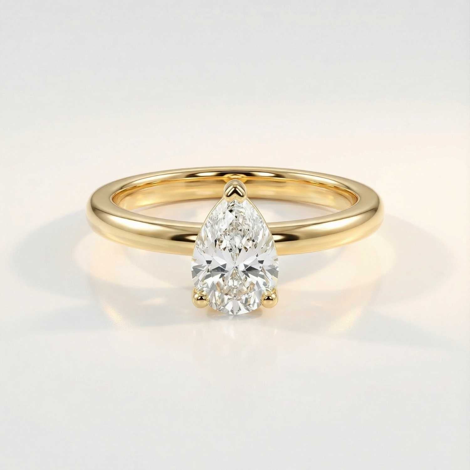 Solid Gold Pear Diamond Ring - The Yara Ring - Dainty London