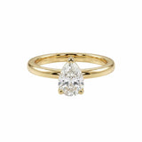 Solid Gold Pear Diamond Ring - The Yara Ring - Dainty London