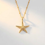 Solid Gold Starfish Necklace - Dainty London
