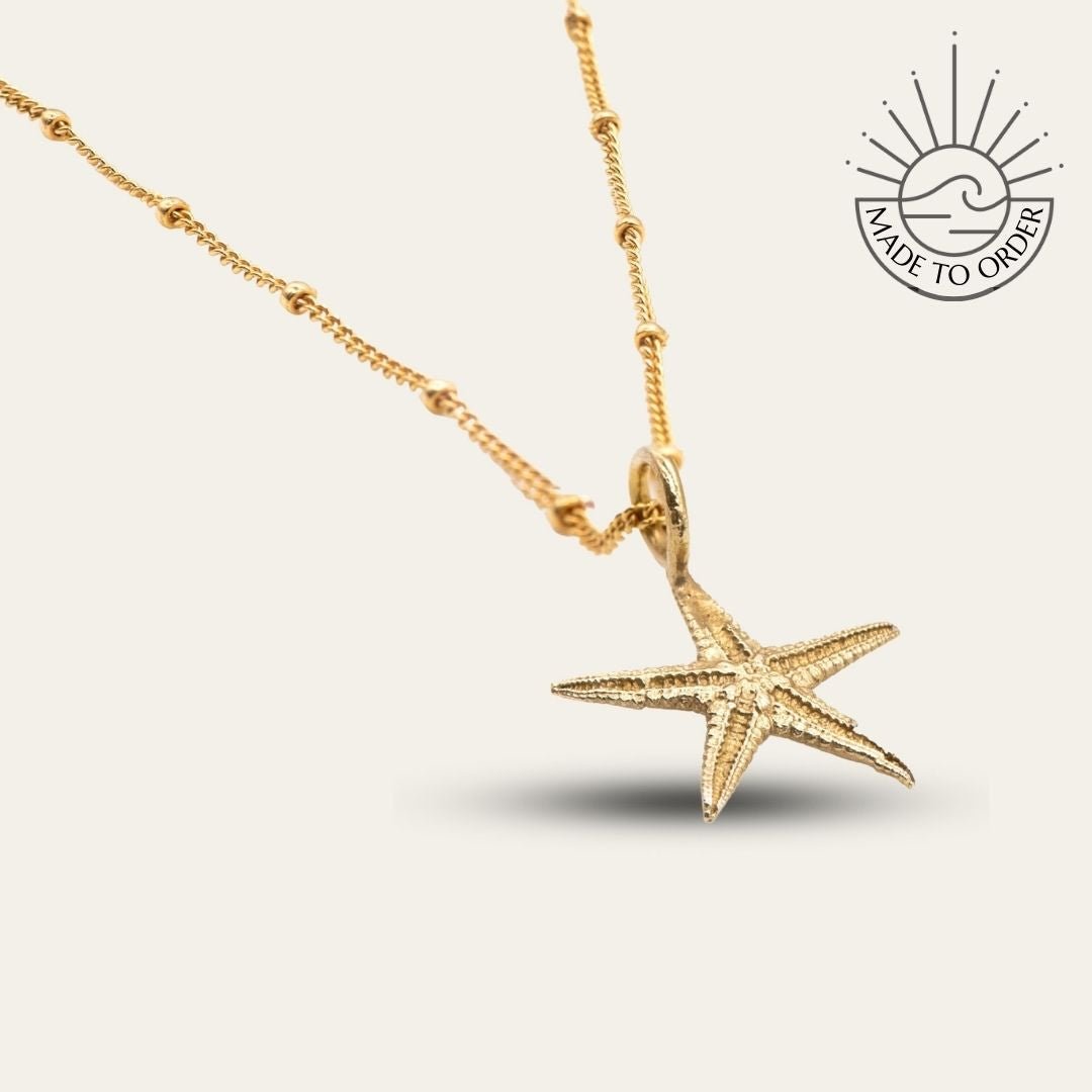 Solid Gold Starfish Necklace - Dainty London