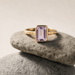 Solid Gold Tidewashed Amethyst Ring - Dainty London