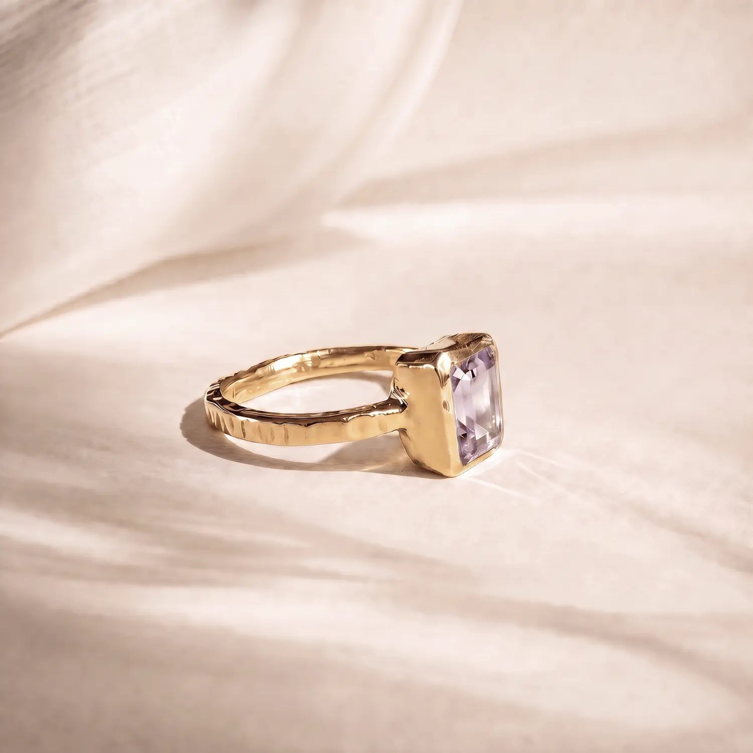 Solid Gold Tidewashed Amethyst Ring - Dainty London