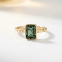 Solid Gold Tidewashed Emerald Ring - Dainty London