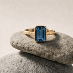 Solid Gold Tidewashed London Blue Topaz Ring - Dainty London