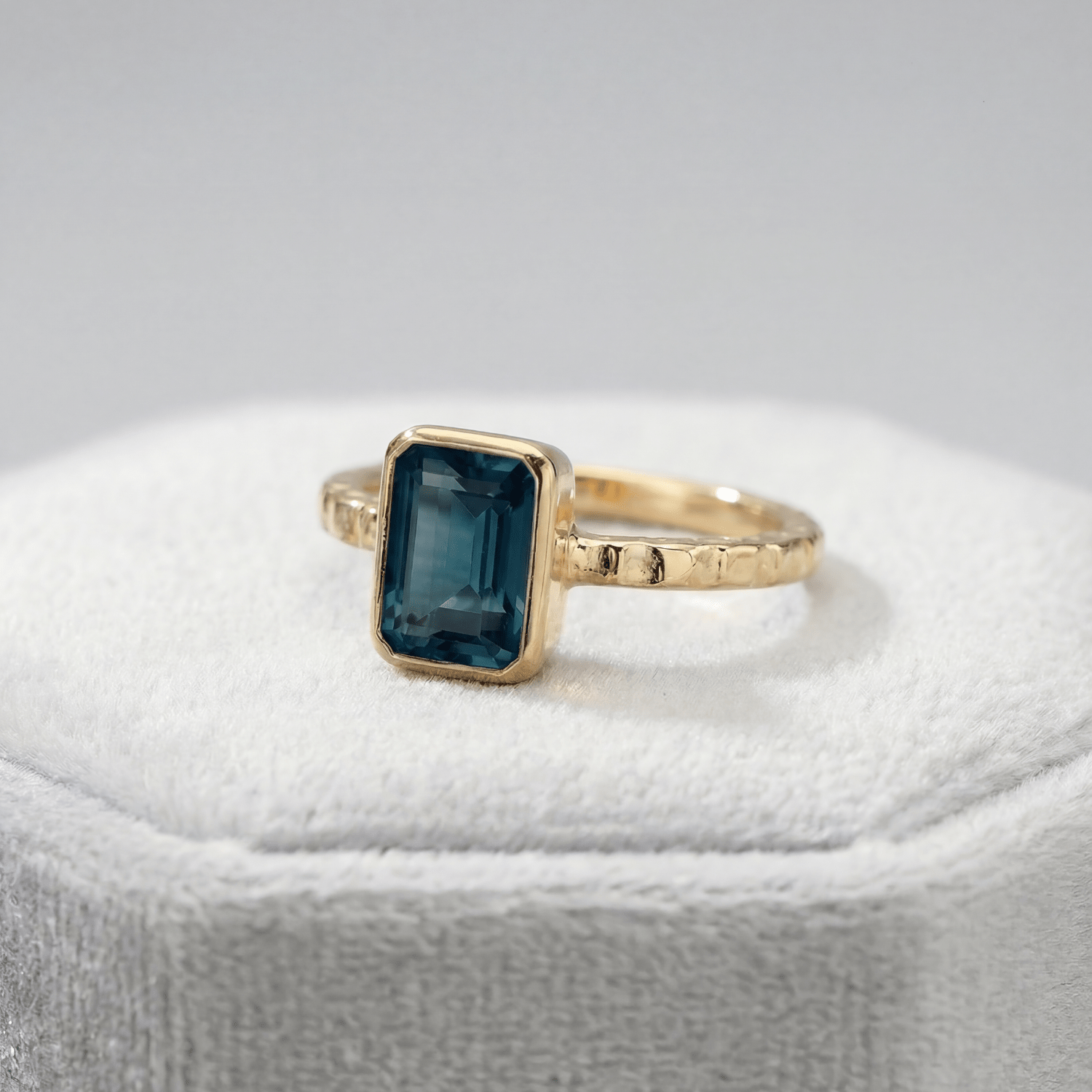 Solid Gold Tidewashed London Blue Topaz Ring - Dainty London