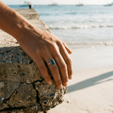 Solid Gold Tidewashed London Blue Topaz Ring - Dainty London