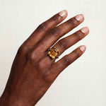 Solid Gold Vintage Citrine Gemstone Ring - Isla - Dainty London