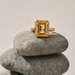 Solid Gold Vintage Citrine Gemstone Ring - Isla - Dainty London