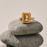 Solid Gold Vintage Citrine Gemstone Ring - Isla - Dainty London