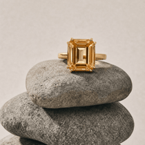 Solid Gold Vintage Citrine Gemstone Ring - Isla - Dainty London