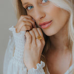 Solid Gold Vintage Citrine Gemstone Ring - Isla - Dainty London