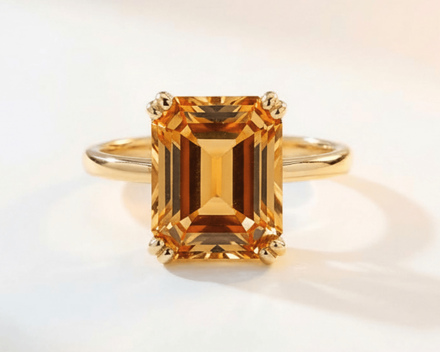 Solid Gold Vintage Citrine Gemstone Ring - Isla - Dainty London