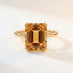 Solid Gold Vintage Citrine Gemstone Ring - Isla - Dainty London