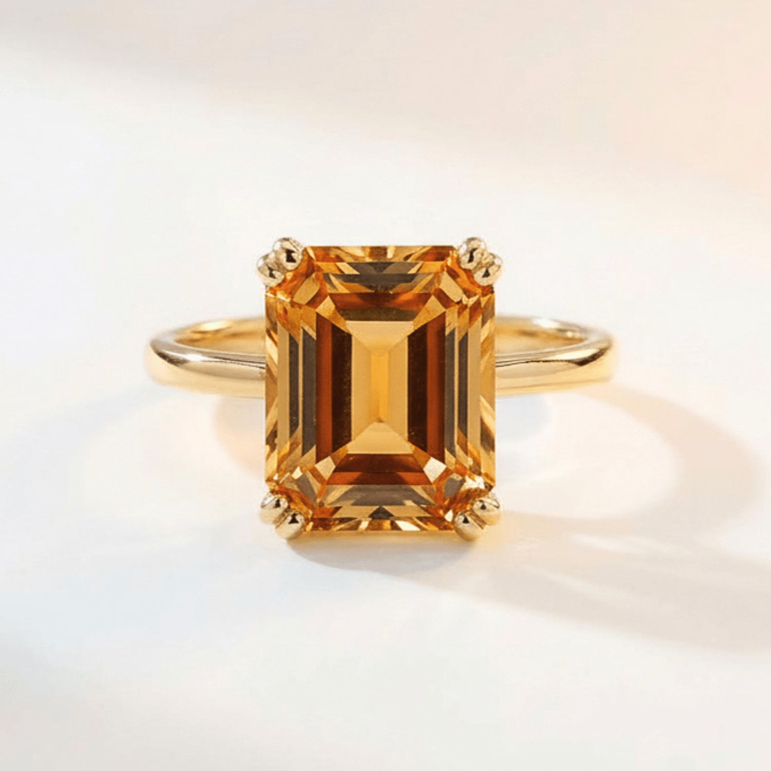 Solid Gold Vintage Citrine Gemstone Ring - Isla - Dainty London