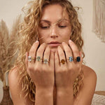 Solid Gold Vintage Citrine Gemstone Ring - Isla - Dainty London