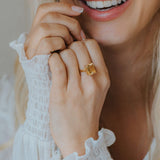 Solid Gold Vintage Citrine Gemstone Ring - Isla - Dainty London