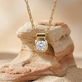 The Adamas Necklace - Luxury diamond pendant - GIA certified diamond necklace - Dainty London yellow gold necklace, diamond pendant, lab grown diamond, chunky gold chain, statement jewellery, ethical jewellry, gift for her, anniversary gift, modern vintage jewelry, 9ct gold necklace, cushion cut diamond, luxury gold necklace, sustainable jewellery