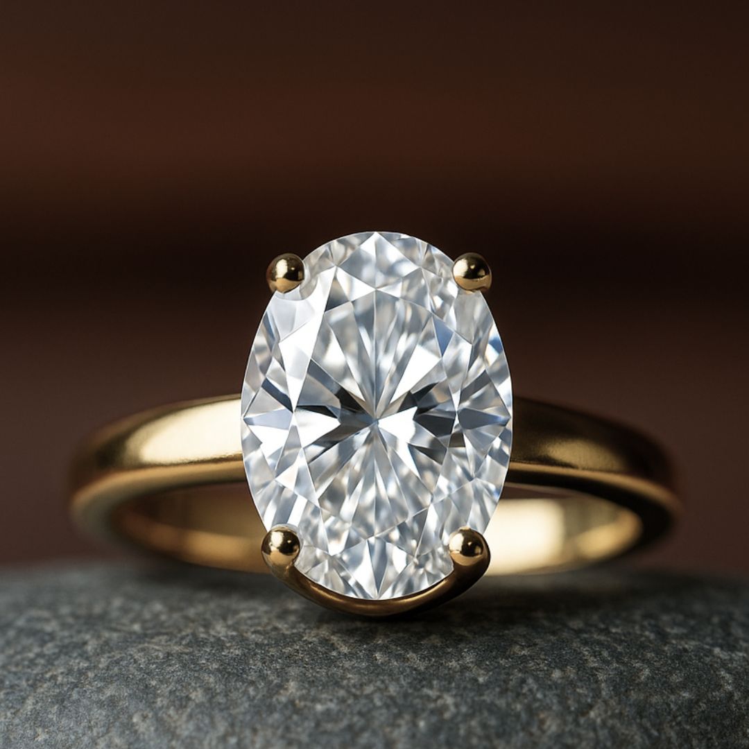 Statement Gold Oval Diamond Ring - The Nadira Ring - Dainty London