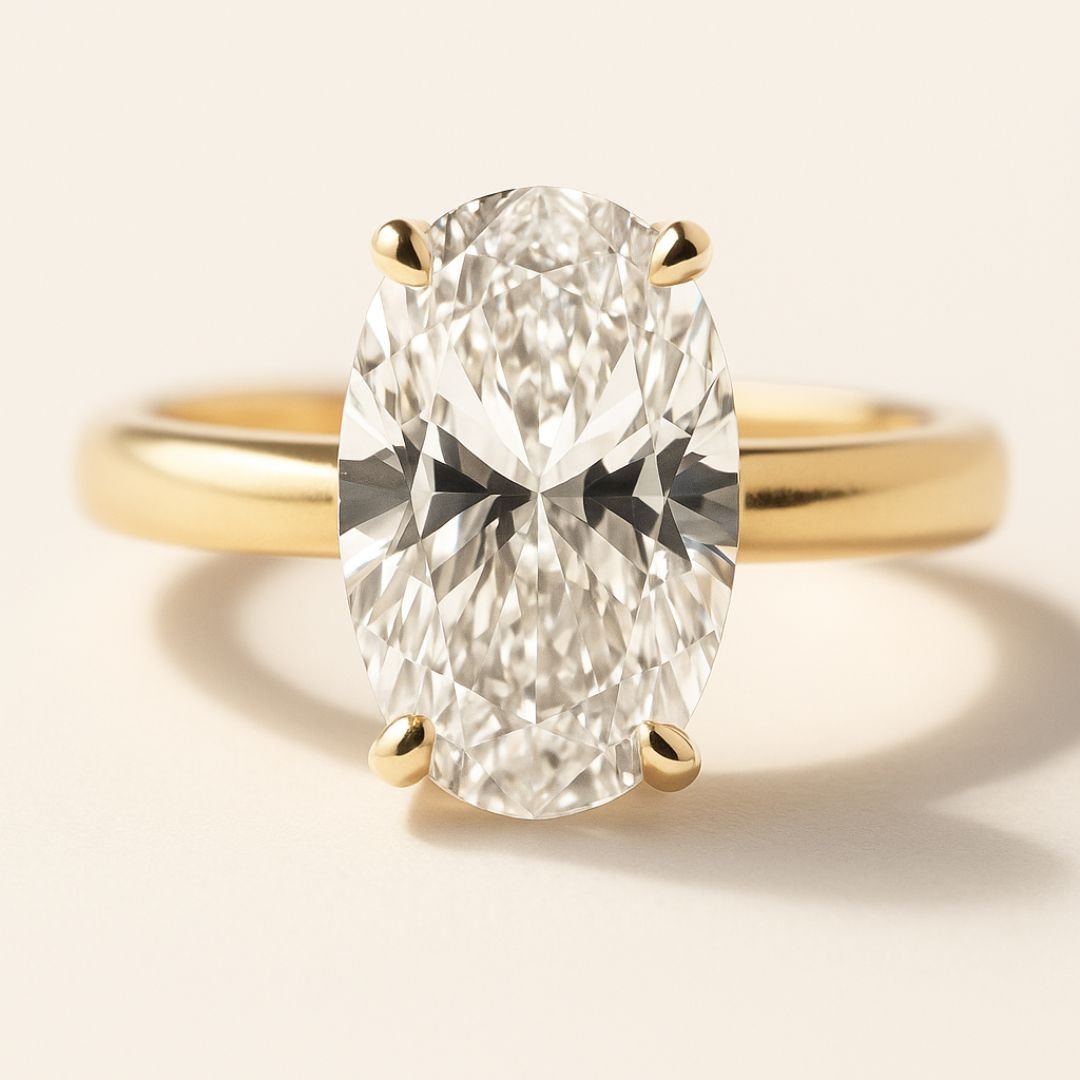 Statement Gold Oval Diamond Ring - The Nadira Ring - Dainty London