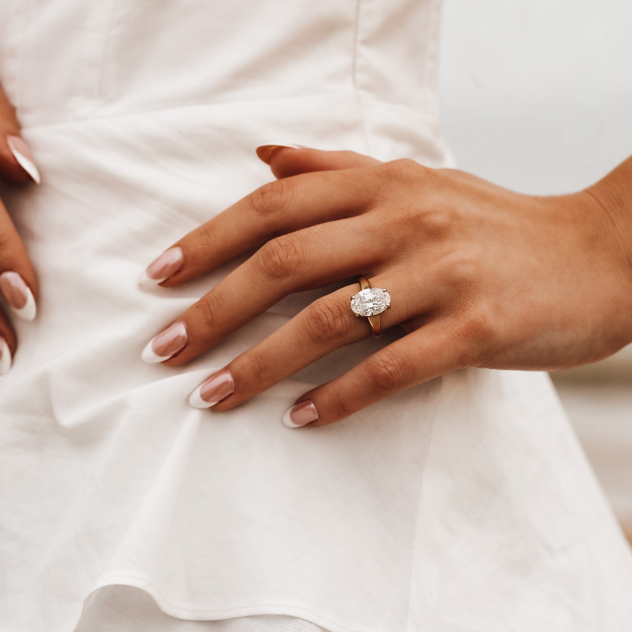 Statement Gold Oval Diamond Ring - The Nadira Ring - Dainty London