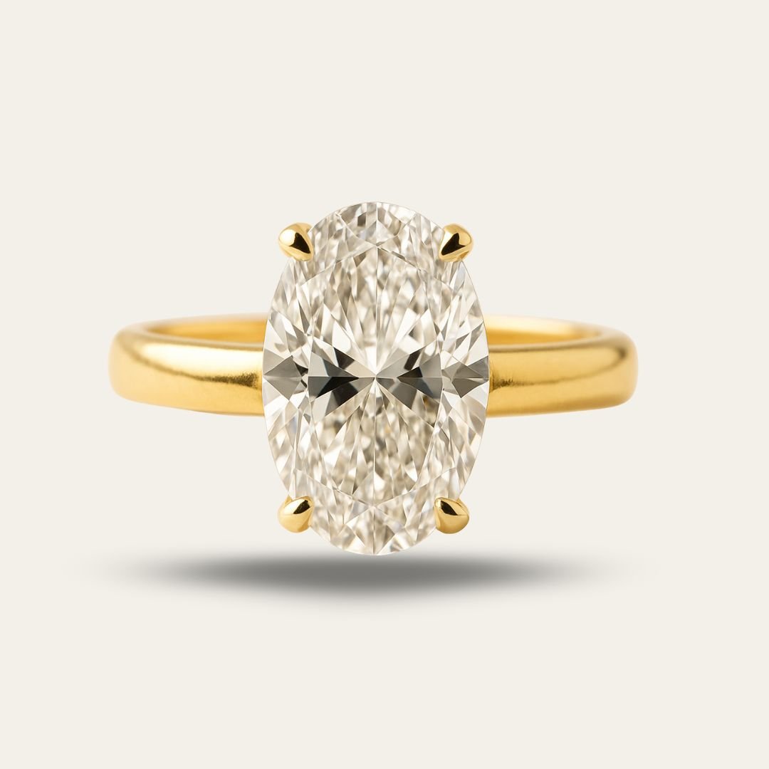 Statement Gold Oval Diamond Ring - The Nadira Ring - Dainty London