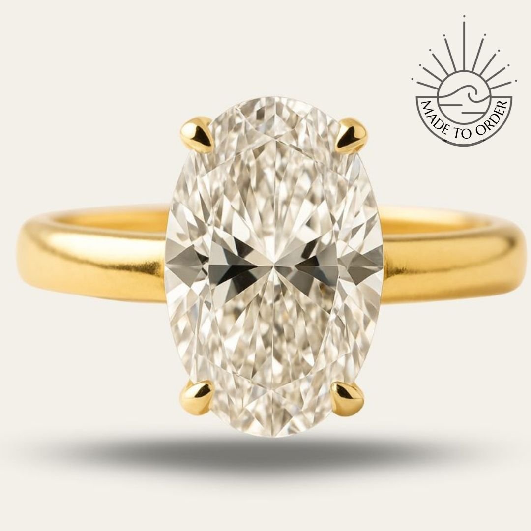 Statement Gold Oval Diamond Ring - The Nadira Ring - Dainty London