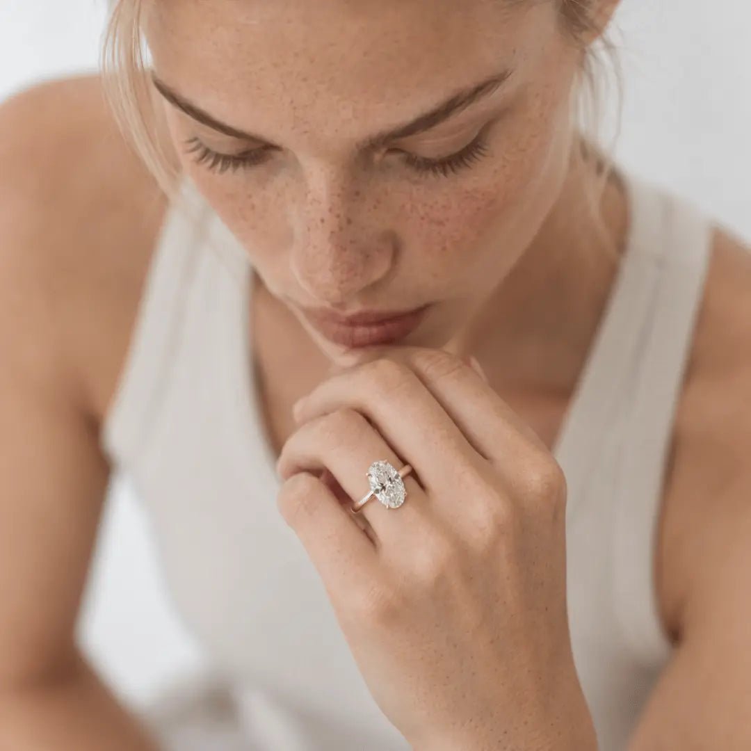 Statement Gold Oval Diamond Ring - The Nadira Ring - Dainty London