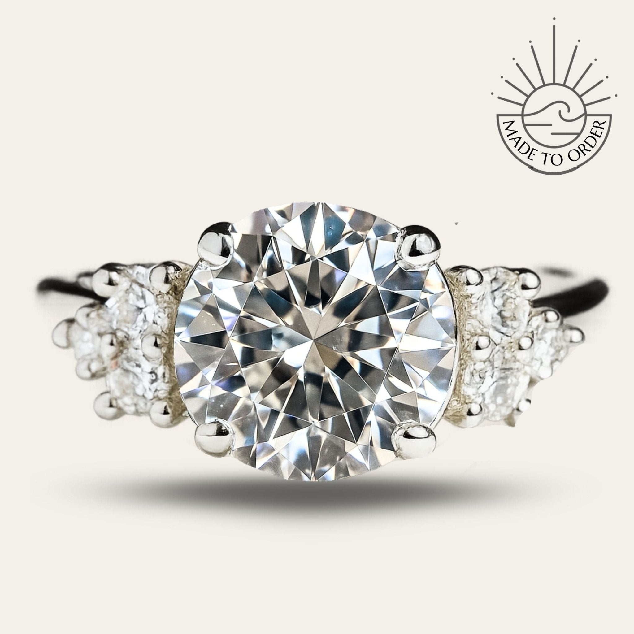 Statement Platinum Cluster Diamond Ring - The Nancy Ring - Dainty London