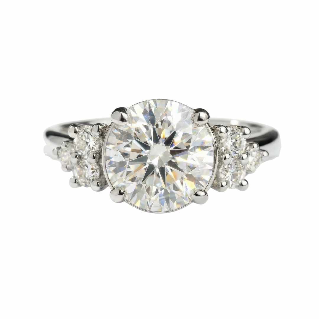 Statement Platinum Cluster Diamond Ring - The Nancy Ring - Dainty London