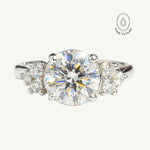 Statement Platinum Cluster Diamond Ring - The Nancy Ring - Dainty London Vintage inspired diamond rings & platinum jewelry. Lab-grown GIA certified luxury, handmade wedding rings. Modern eco-conscious engagement.