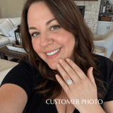Statement Platinum Gold Diamond Ring - The Lumière Halo Ring - Dainty London
