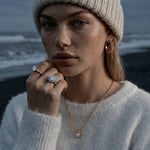 Statement PlatinumGold Diamond Ring - The Lumière Halo Ring - Dainty London