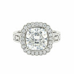 Statement Platinum or 18ct Gold Cushion Diamond Ring - The Lumière Cushion Halo Ring - Dainty London