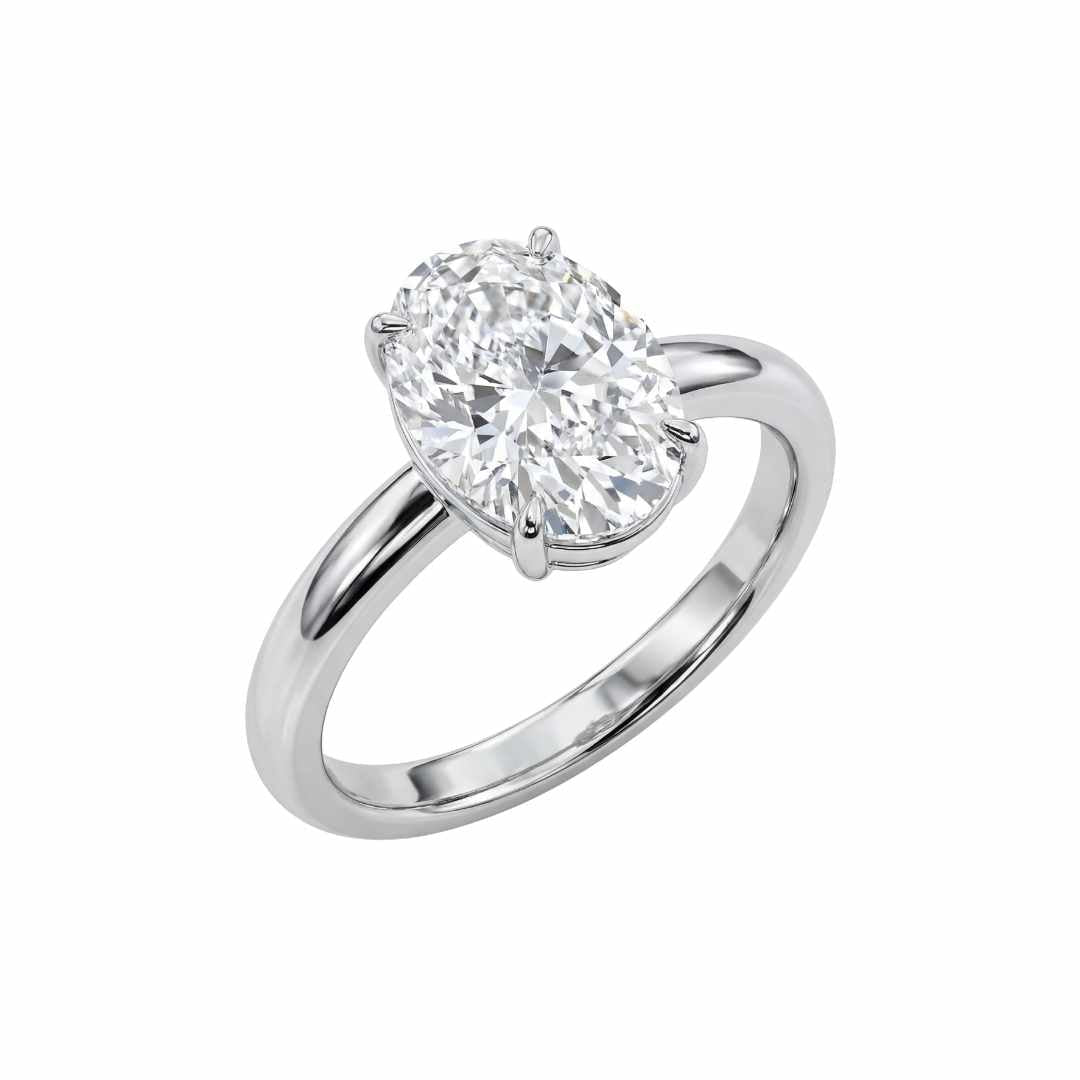 Statement Platinum Oval Diamond Ring - The Nadira Ring - Dainty London