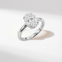 Statement Platinum Oval Diamond Ring - The Nadira Ring - Dainty London