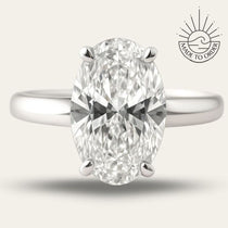 Statement Platinum Oval Diamond Ring - The Nadira Ring - Dainty London