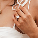 Statement Platinum Oval Diamond Ring - The Nadira Ring - Dainty London