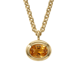 Statement Solid Gold Citrine Necklace - Isla - Dainty London