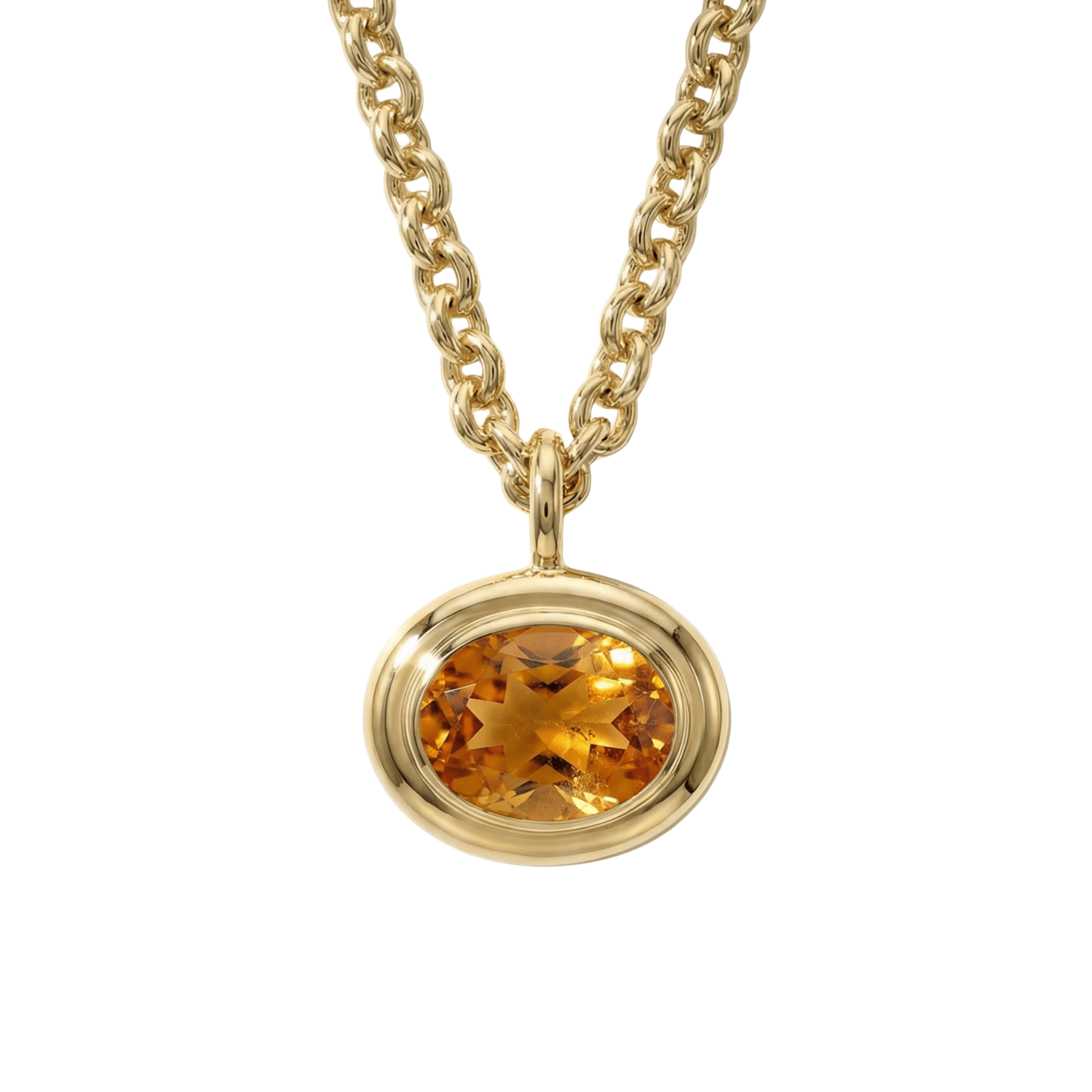 Statement Solid Gold Citrine Necklace - Isla - Dainty London