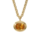 Statement Solid Gold Citrine Necklace - Isla - Dainty London
