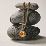 Statement Solid Gold Citrine Necklace - Isla - Dainty London