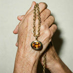 Statement Solid Gold Citrine Necklace - Isla - Dainty London