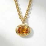 Statement Solid Gold Citrine Necklace - Isla - Dainty London